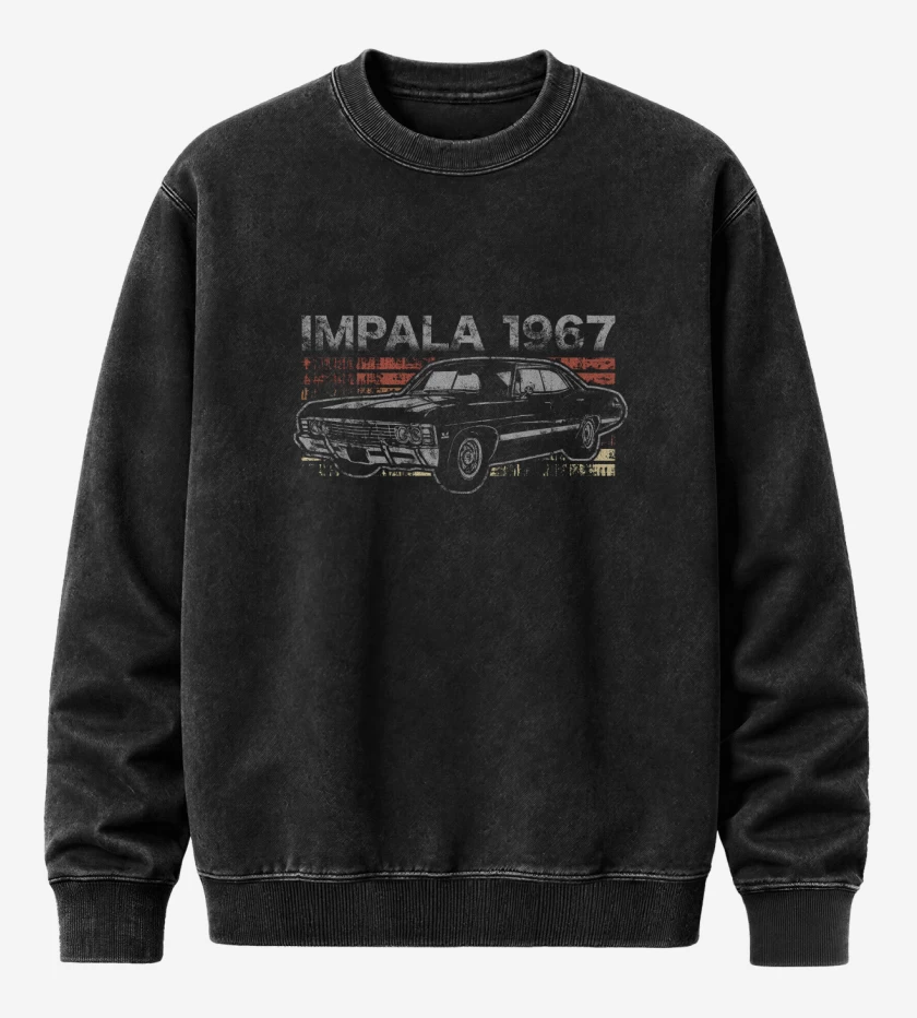 Poleron Polo Acid Wash Negro de Retro Impala 67