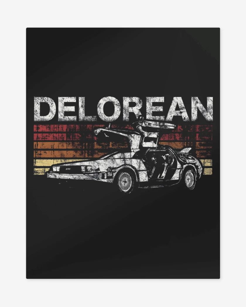 Print metalico Negro de Retro Delorean