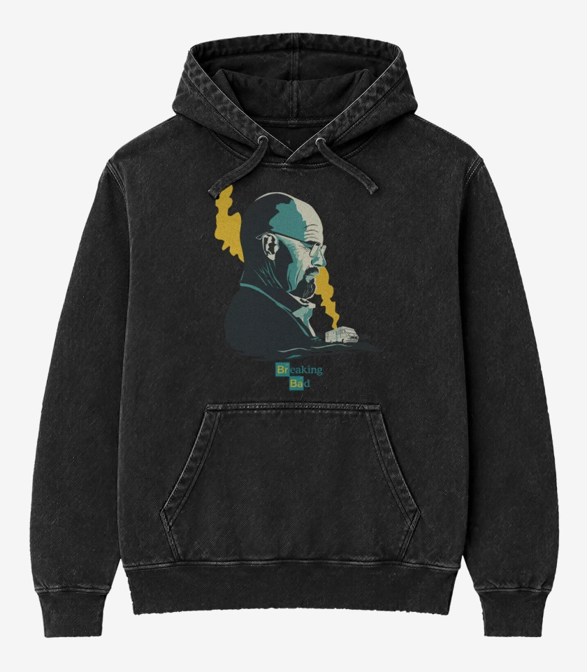 Poleron Canguro Acid Wash Negro de Walter