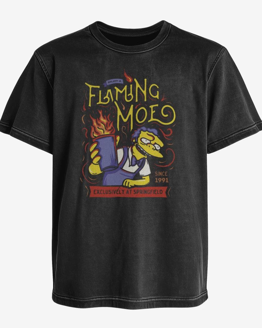 Polera desgastada Negro de Tome Llamarada Moe