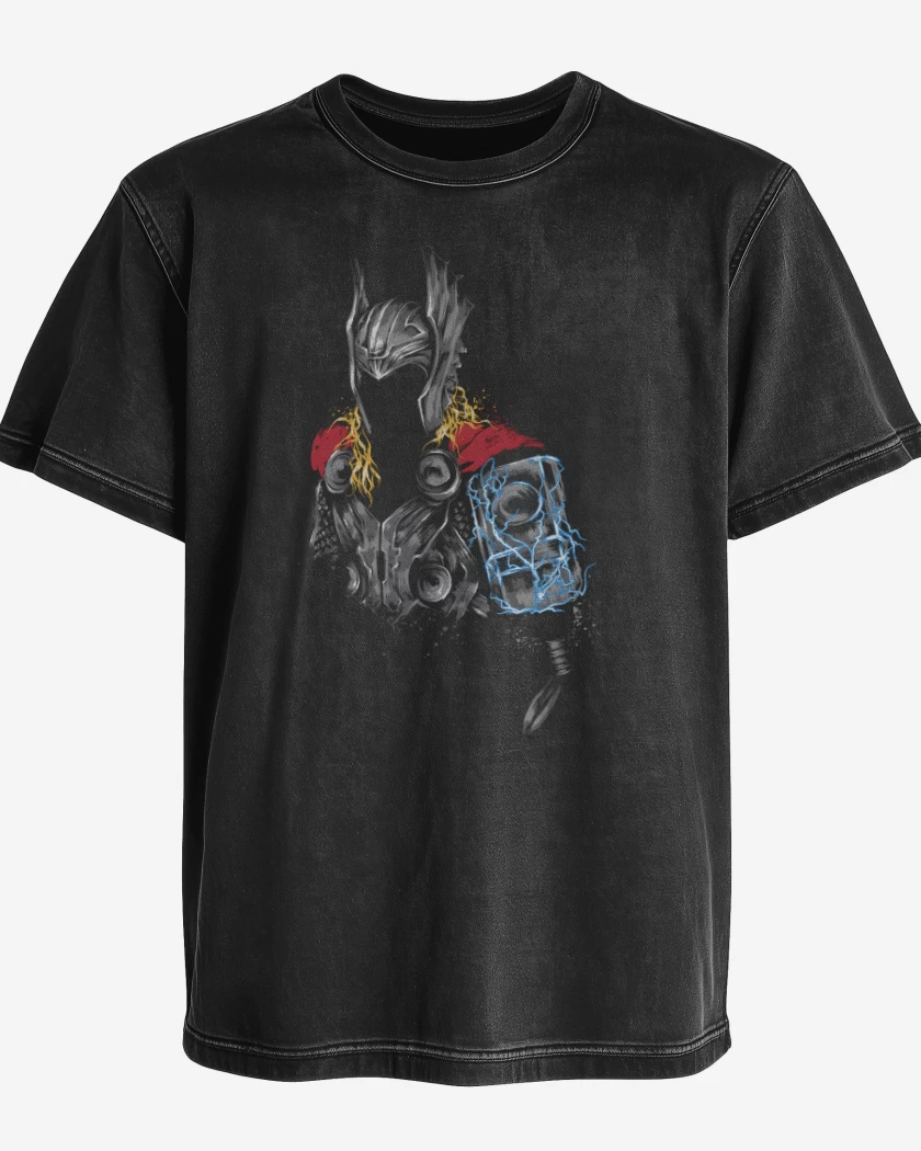 Polera desgastada Negro de Thor armor