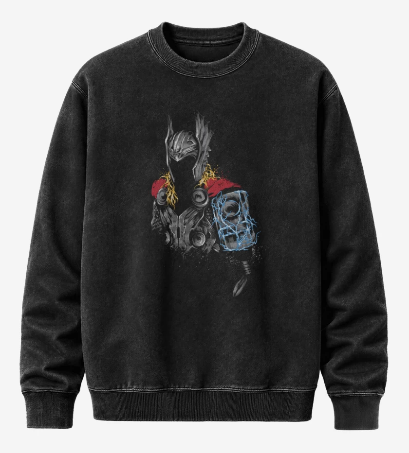 Poleron Polo Acid Wash Negro de Thor armor