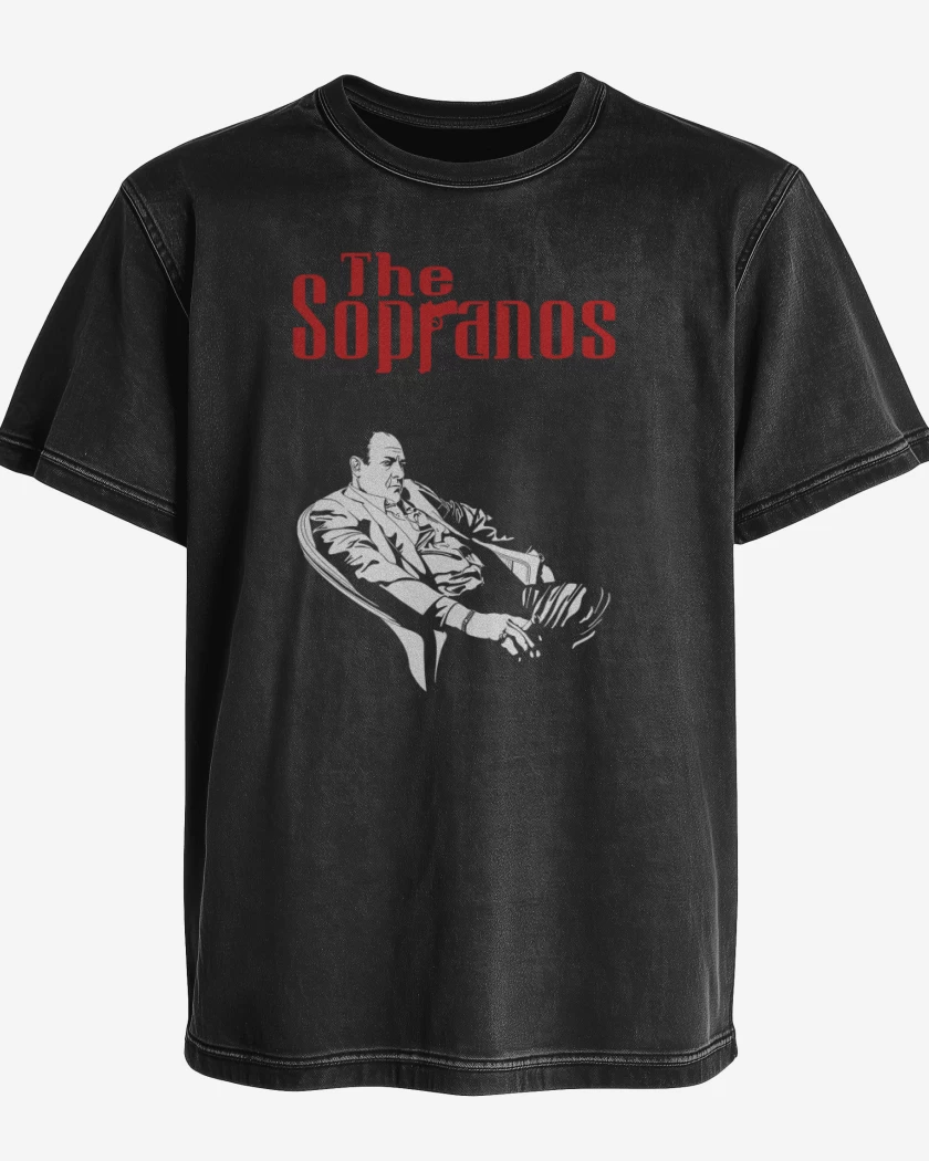 Polera desgastada Negro de The Sopranos Tony