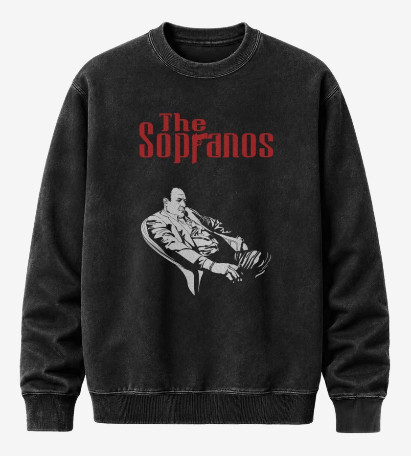 Poleron Polo Acid Wash Negro de The Sopranos Tony