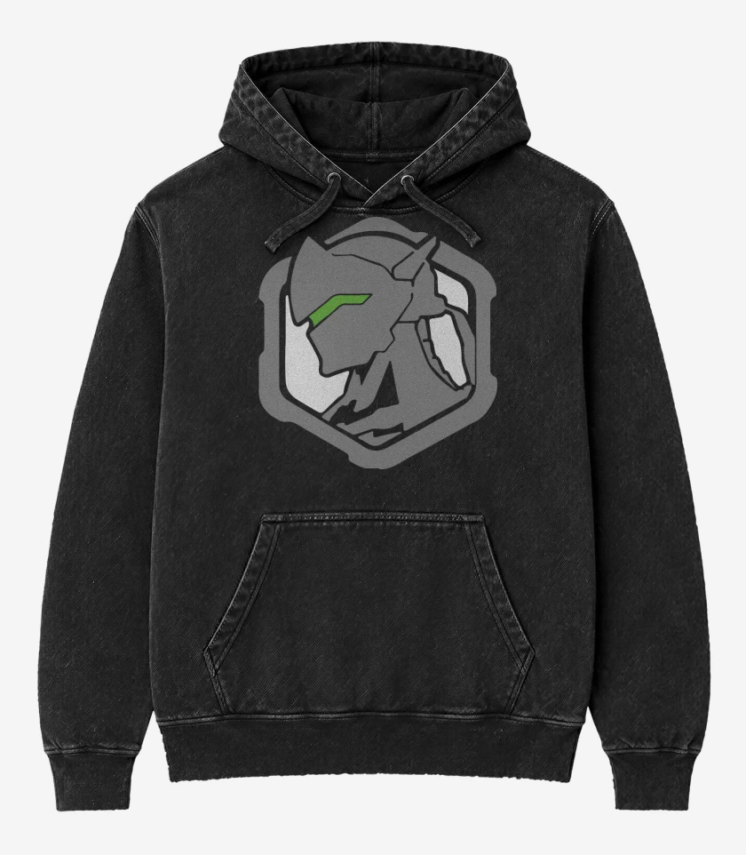 Poleron Canguro Acid Wash Negro de Genji