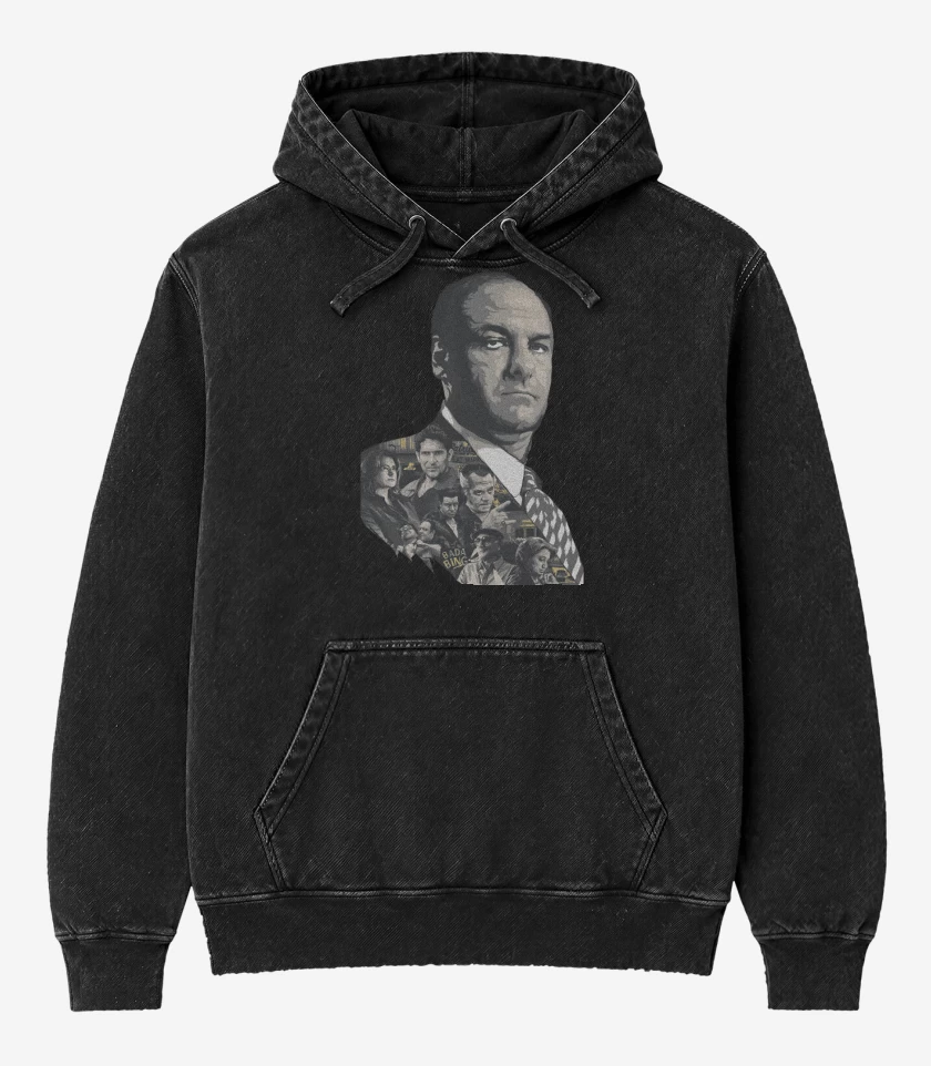 Poleron Canguro Acid Wash Negro de Sopranos