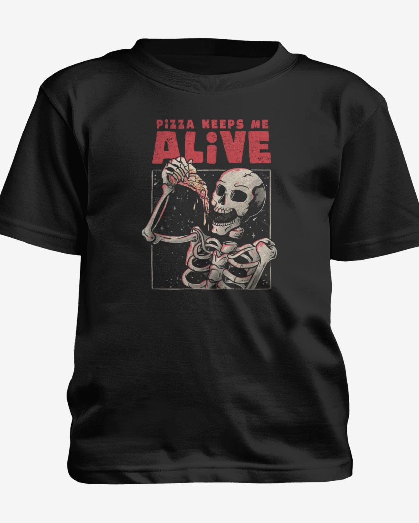 Polera de niño Negro de Pizza keeps me alive