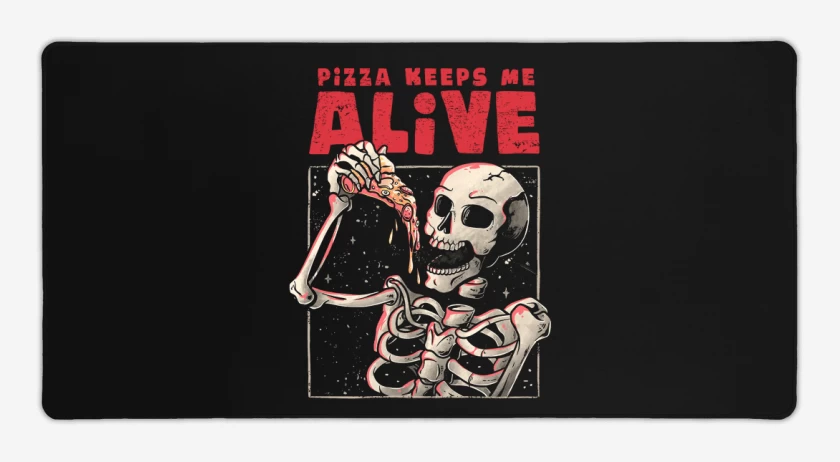Mouse pad Gamer Negro de Pizza keeps me alive