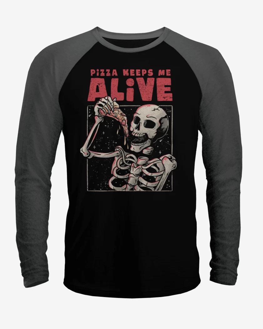 Polera Raglan Pizza keeps me alive