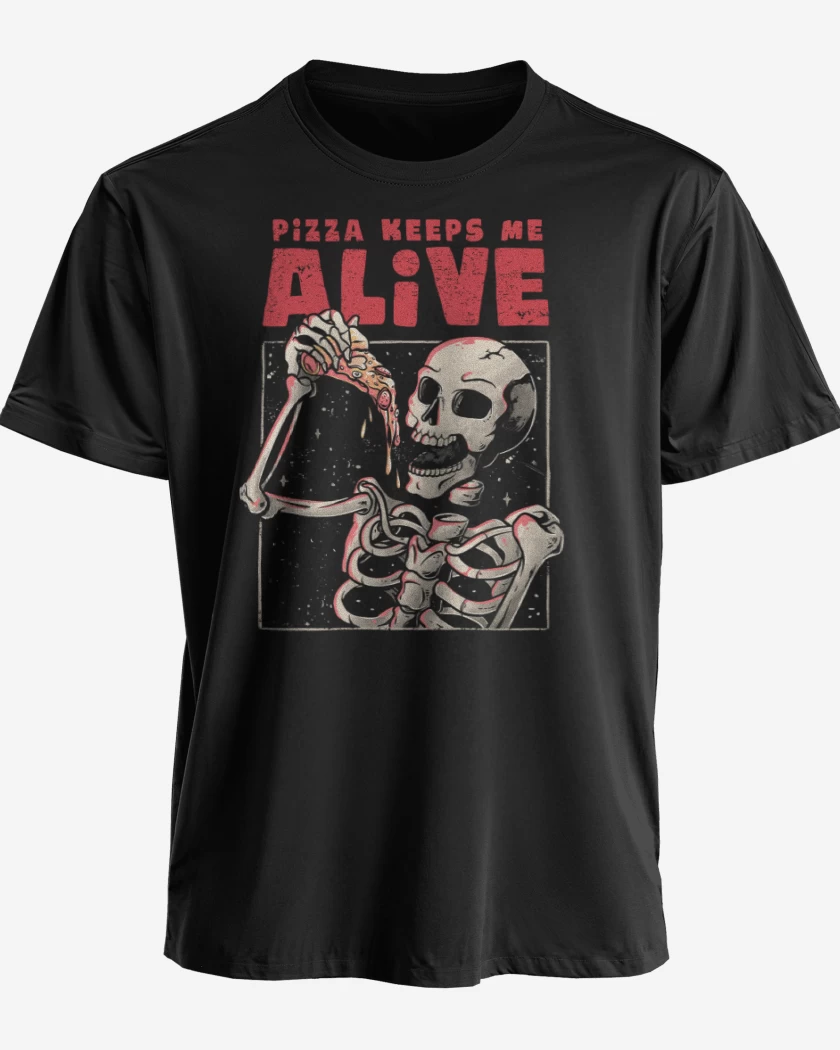 Polera premium Negro de Pizza keeps me alive