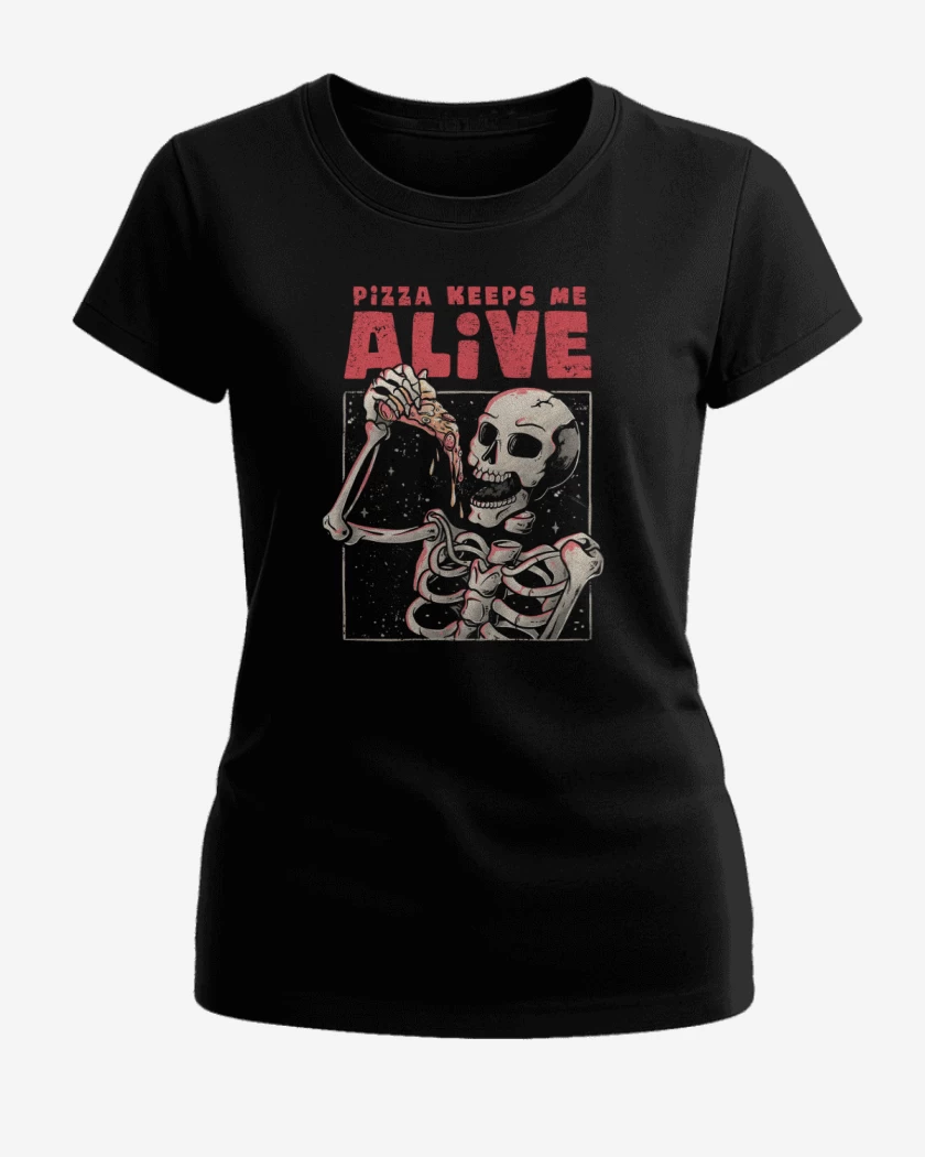 Polera de Mujer Negro de Pizza keeps me alive
