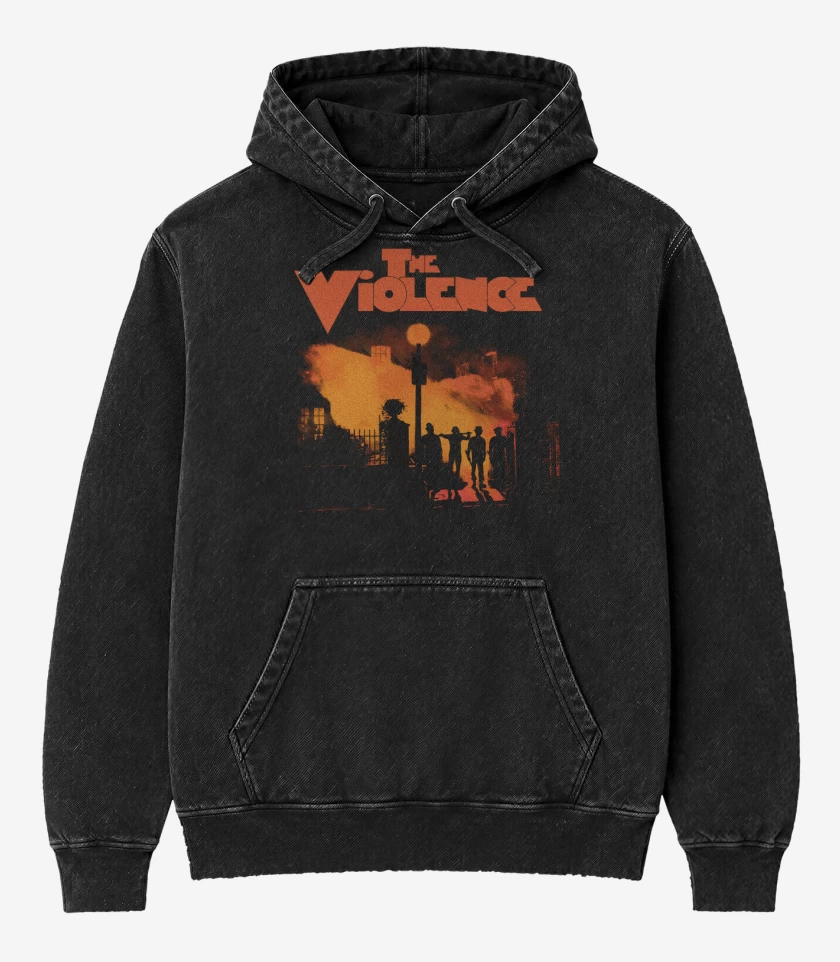 Poleron Canguro Acid Wash Negro de Los violentos