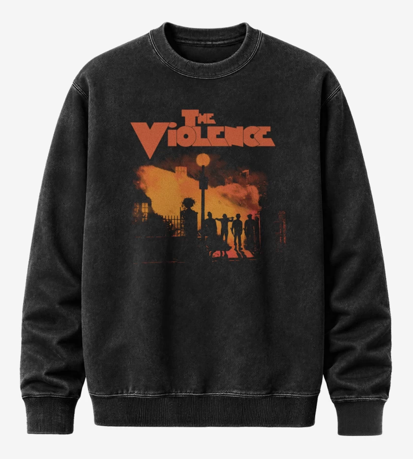 Poleron Polo Acid Wash Negro de Los violentos