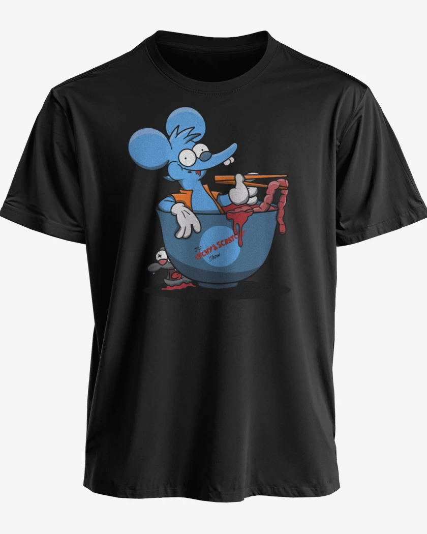Polera premium Negro de Itchy And Scratchy Ramen