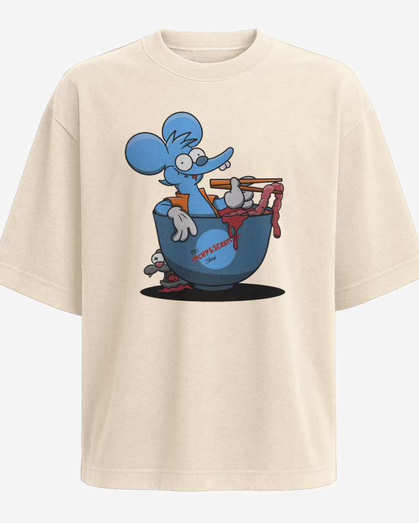 Polera Oversize Itchy And Scratchy Ramen