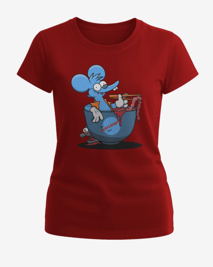 Polera de Mujer Rojo de Itchy And Scratchy Ramen