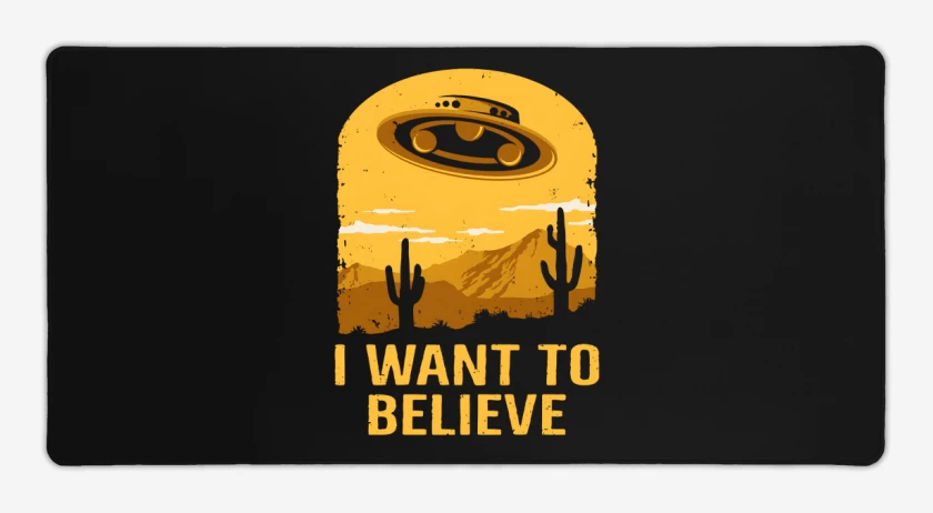 Mouse pad Gamer Negro de I want to believe UFO