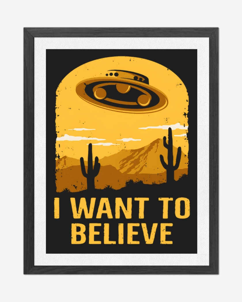 Cuadro decorativo Negro de I want to believe UFO