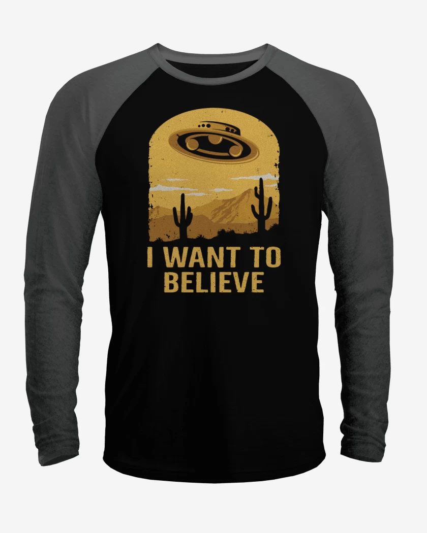 Polera Raglan I want to believe UFO