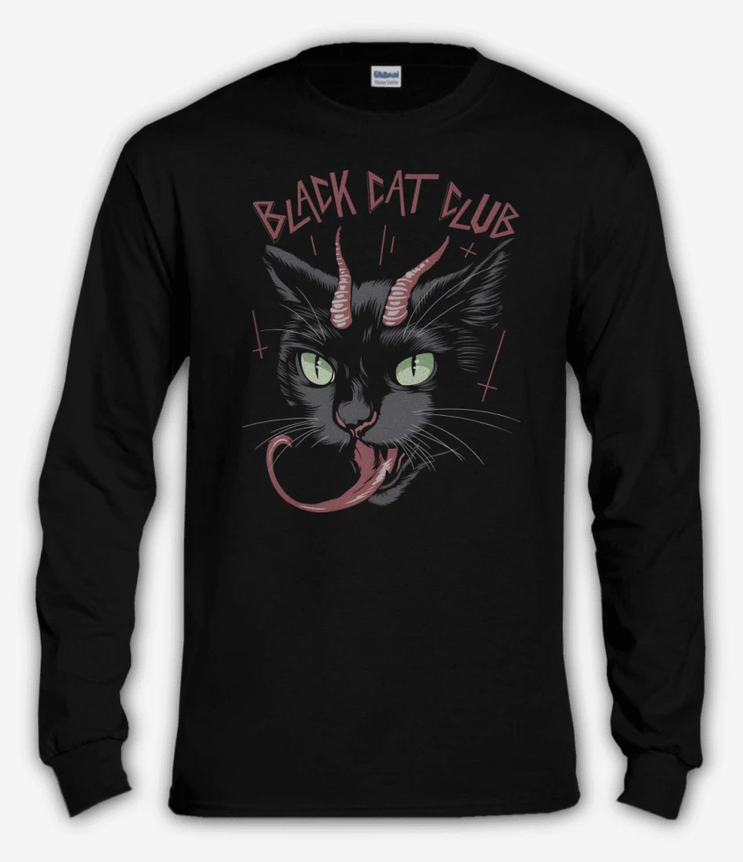 Polera manga larga Negro de Black Cat Club