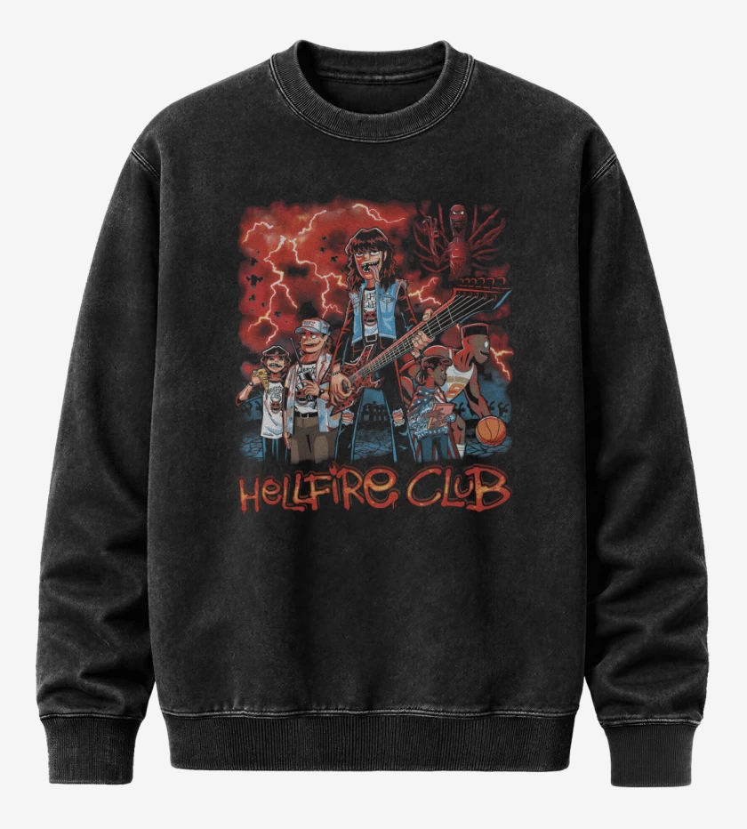 Poleron Polo Acid Wash Negro de Gorillaz Fire Club