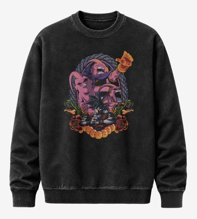 Poleron Polo Acid Wash Negro de Invasor de la Tierra