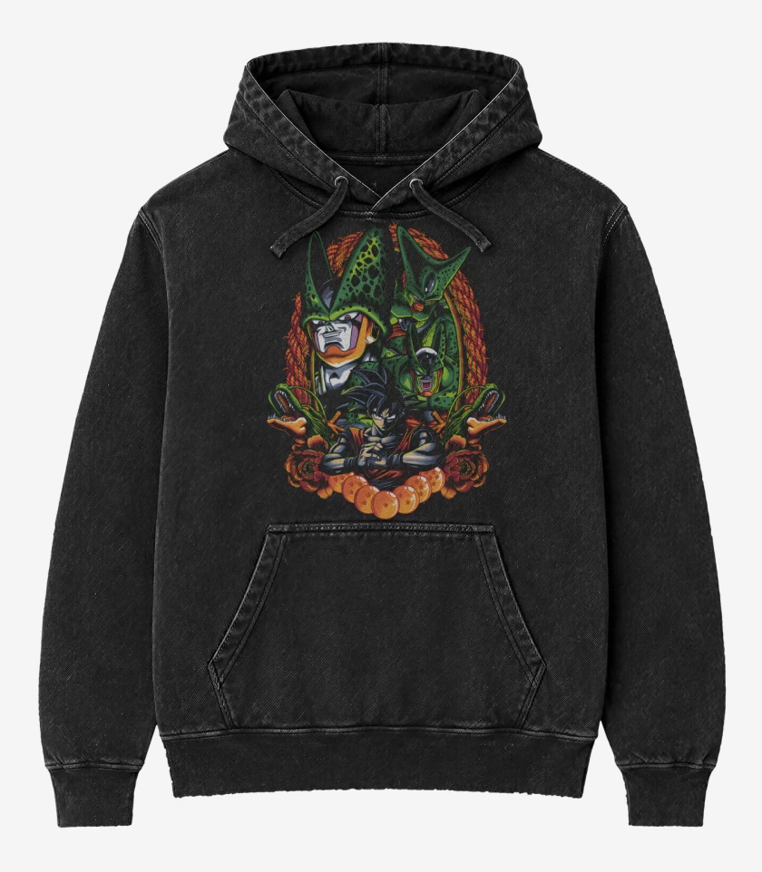Poleron Canguro Acid Wash Negro de Célula del Futuro 