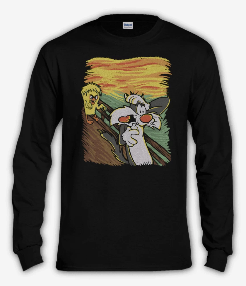 Polera manga larga Negro de Me Pareció ver un Lindo Gatito