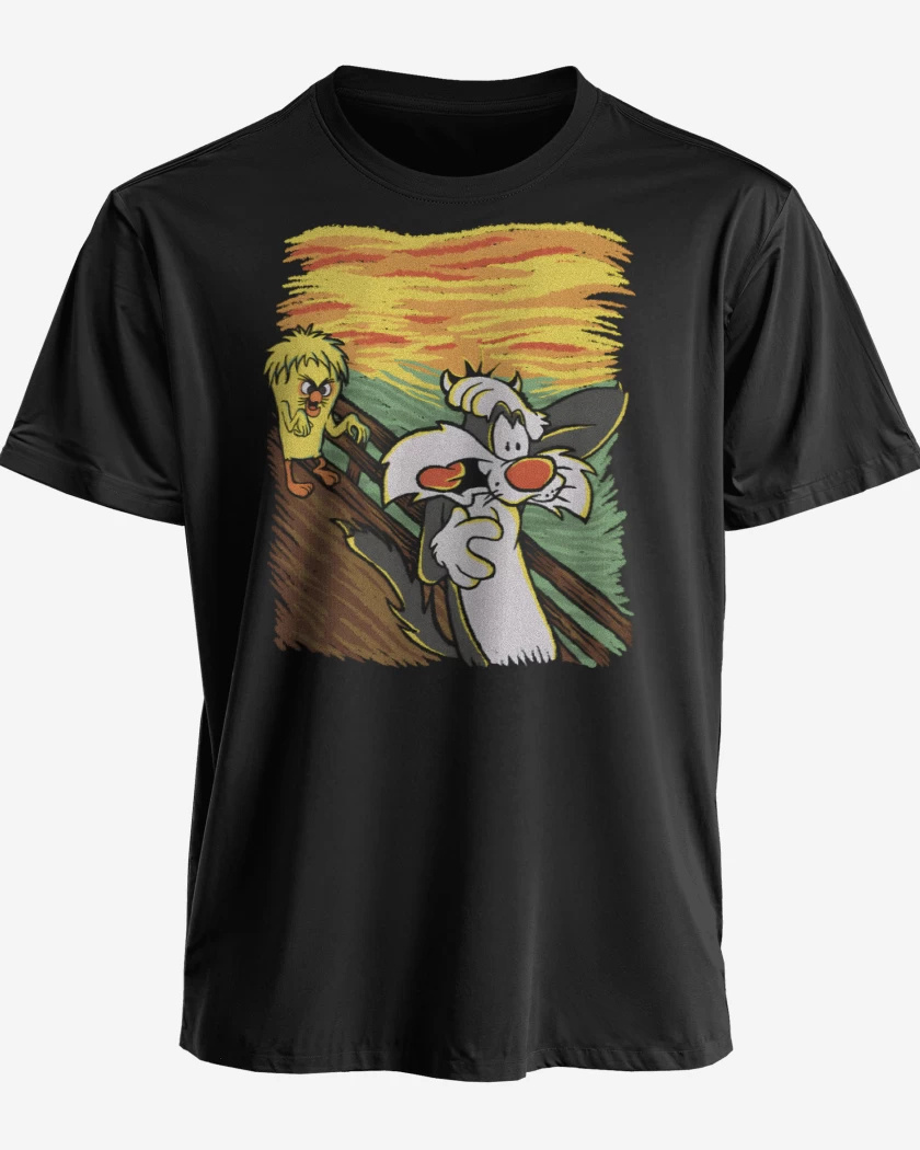Polera premium Negro de Me Pareció ver un Lindo Gatito