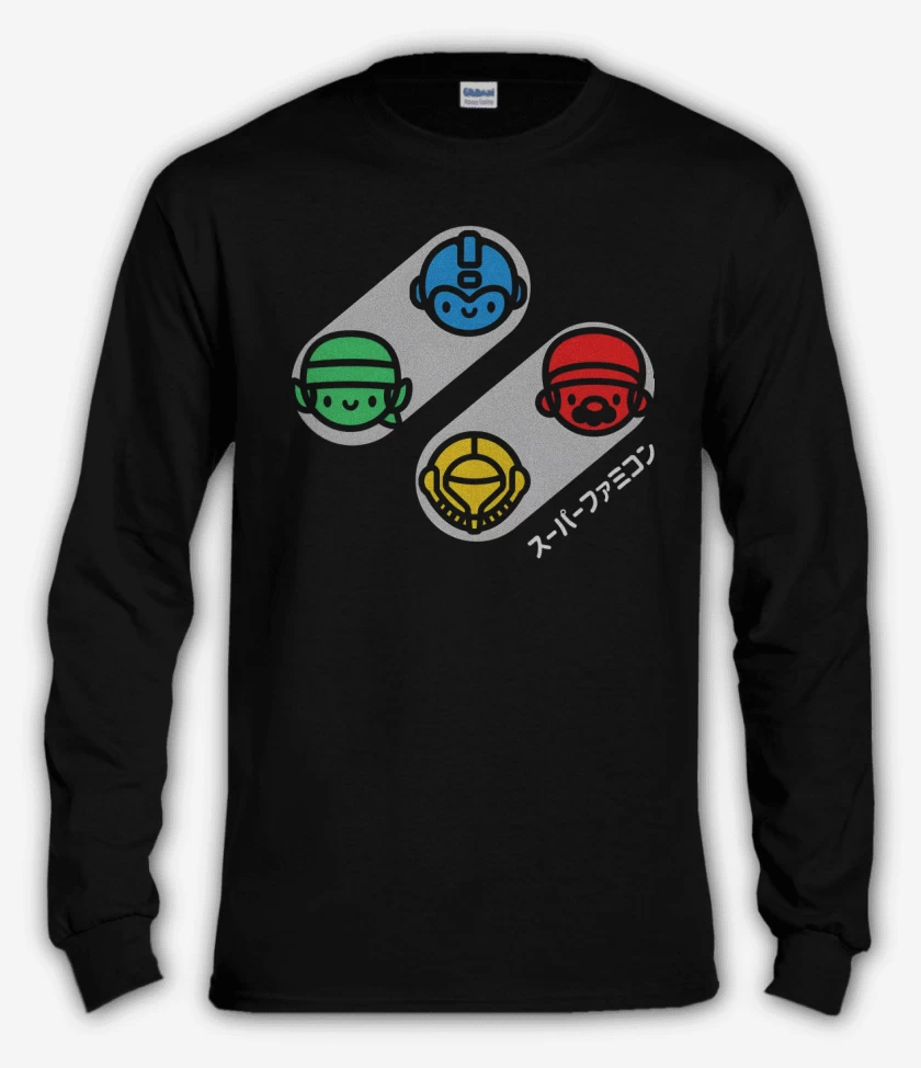 Polera manga larga Negro de Botones Clásicos
