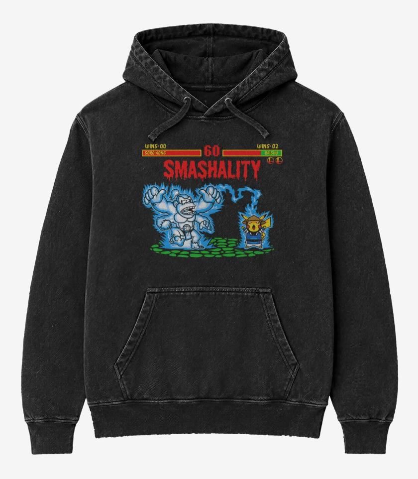 Poleron Canguro Acid Wash Negro de Smashality