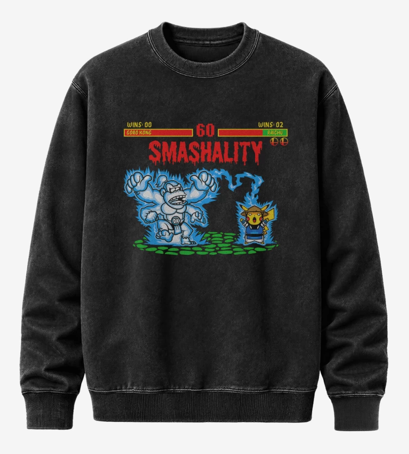 Poleron Polo Acid Wash Negro de Smashality