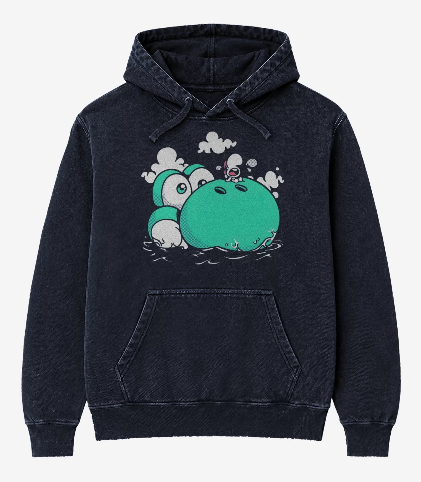 Poleron Canguro Acid Wash Azul Marino de Dino Island