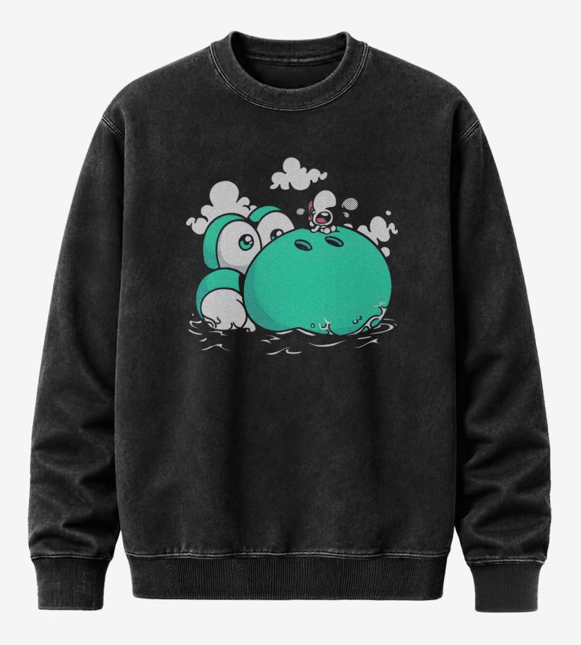 Poleron Polo Acid Wash Negro de Dino Island