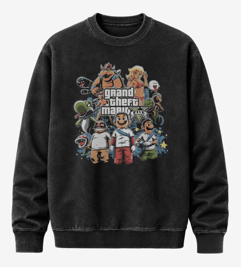 Poleron Polo Acid Wash Negro de Grand Theft Bigote V