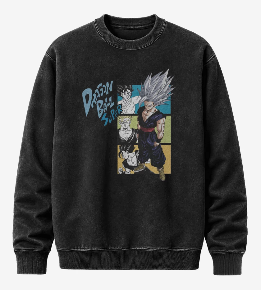 Poleron Polo Acid Wash Negro de Gohan Modo Bestia