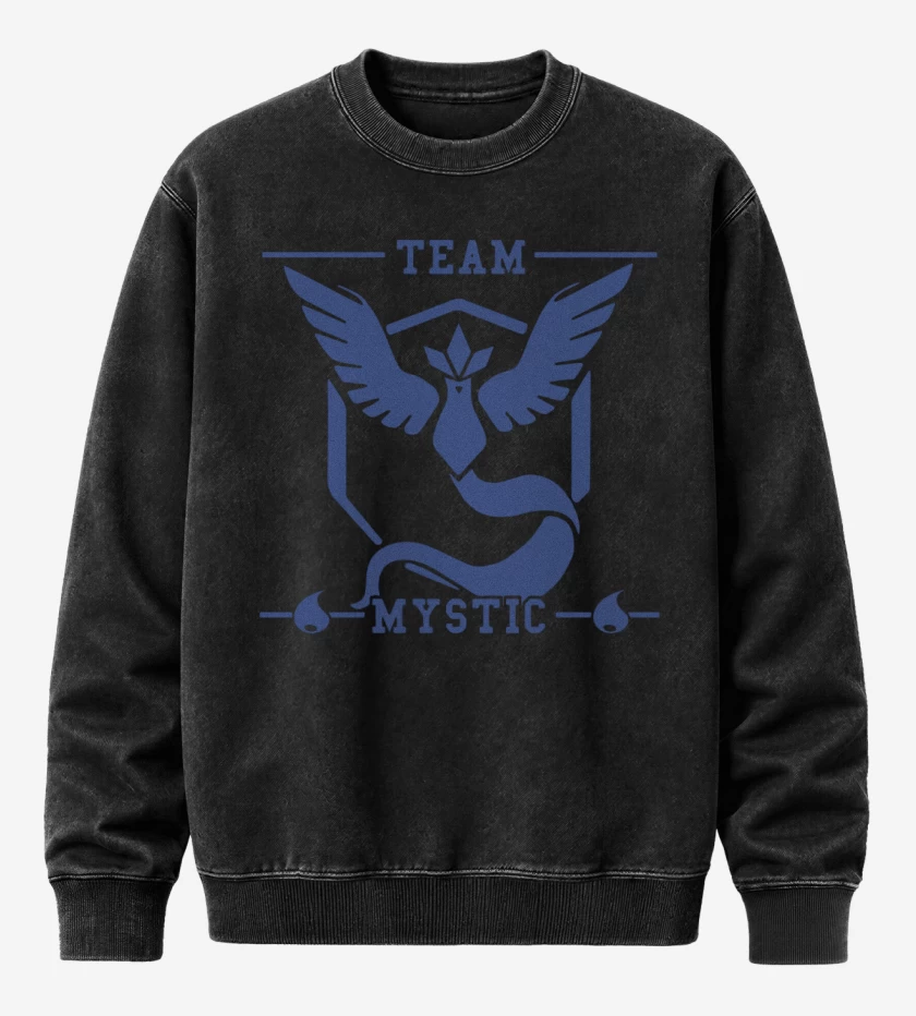 Poleron Polo Acid Wash Negro de Team Mystic