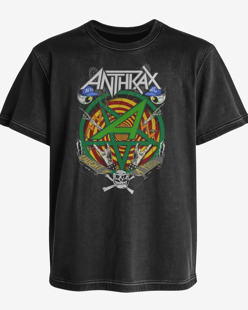 Polera desgastada Negro de Caught in a mosh