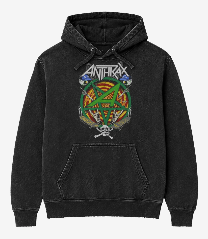 Poleron Canguro Acid Wash Negro de Caught in a mosh