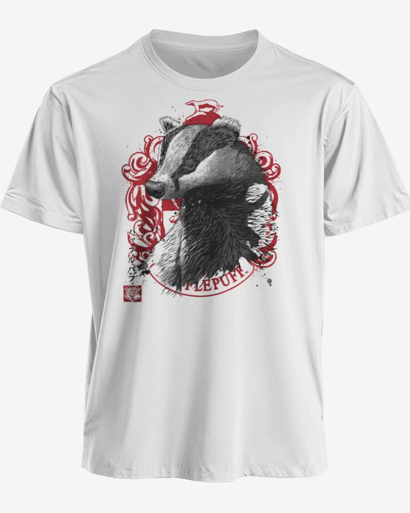 Polera premium Blanco de Oso de Hufflepuff