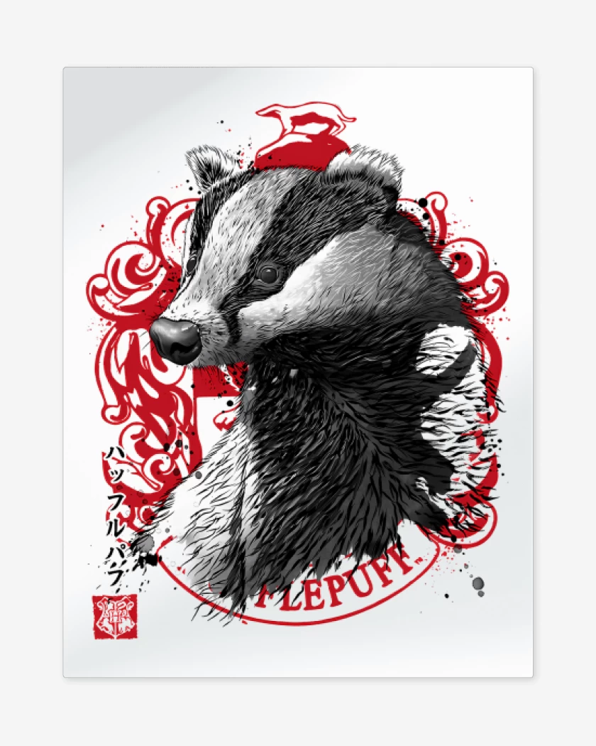 Print metalico Blanco de Oso de Hufflepuff