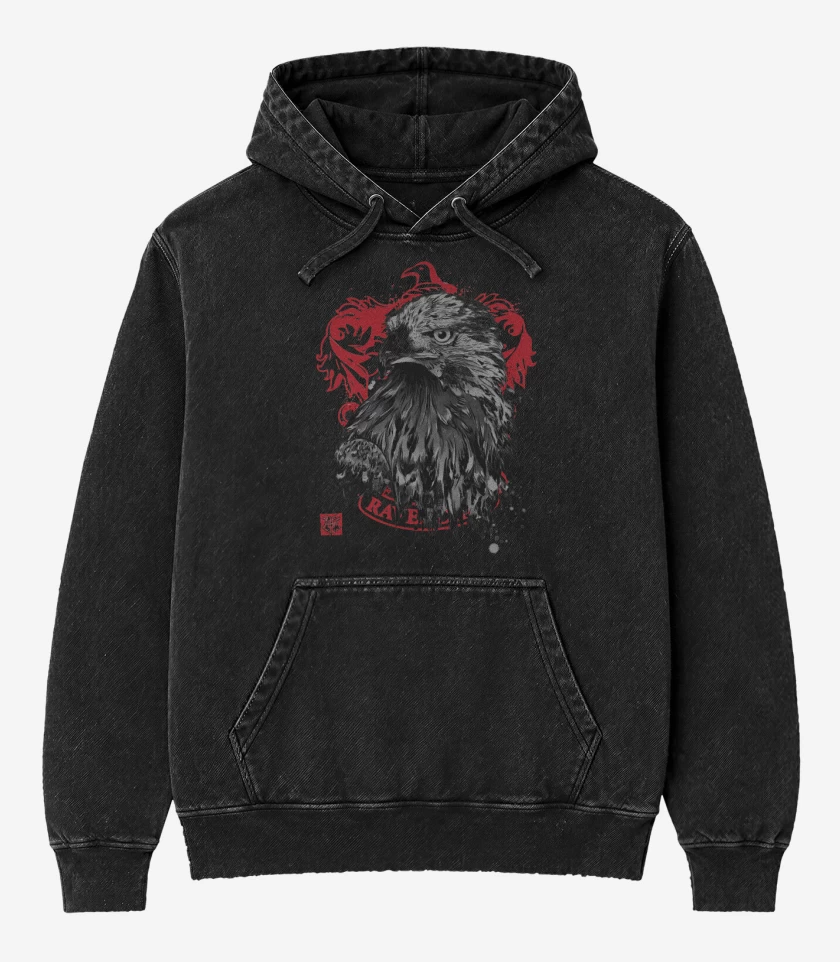 Poleron Canguro Acid Wash Negro de Cuervo de Ravenclaw