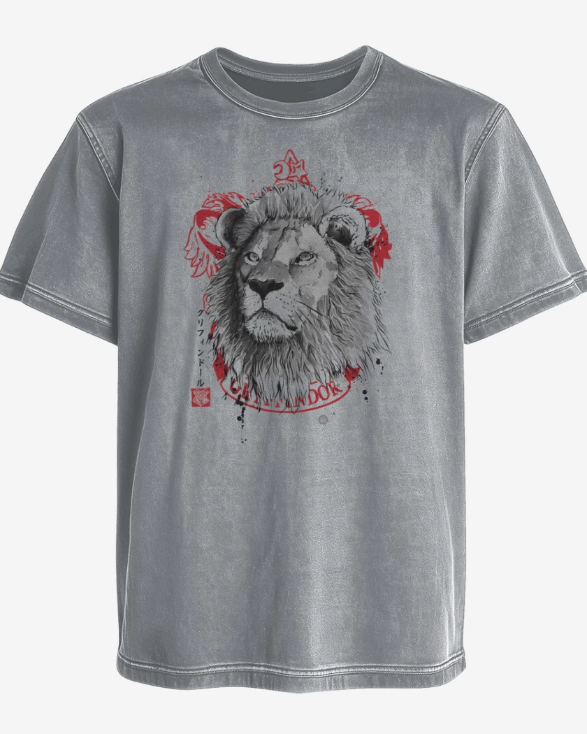 Polera desgastada Gris Melange de León de Gryffindor