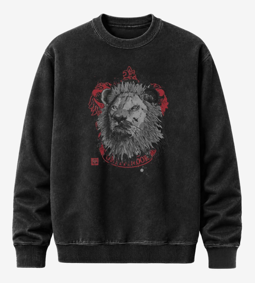 Poleron Polo Acid Wash Negro de León de Gryffindor