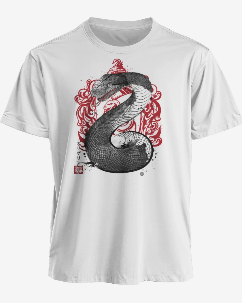 Polera premium Blanco de Serpiente de Slytherin