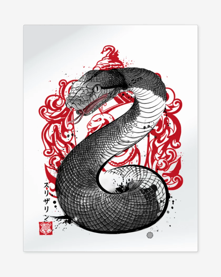 Print metalico Blanco de Serpiente de Slytherin