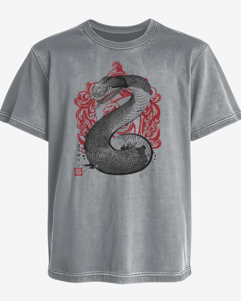 Polera desgastada Gris Melange de Serpiente de Slytherin