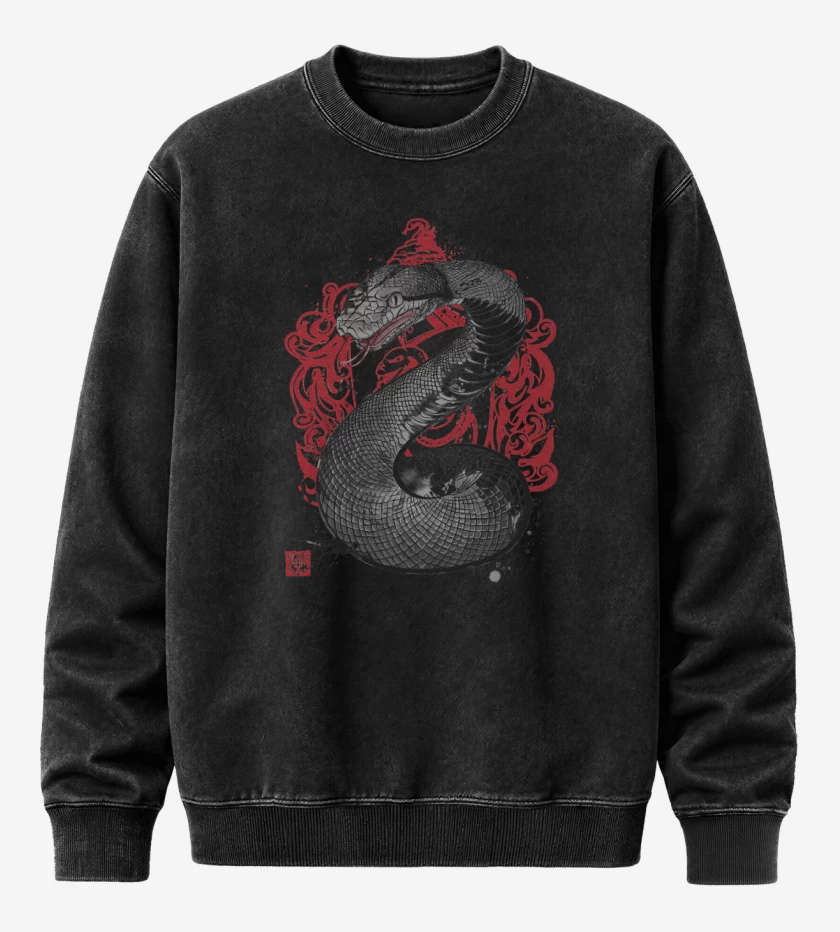 Poleron Polo Acid Wash Negro de Serpiente de Slytherin