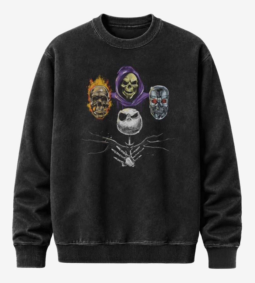 Poleron Polo Acid Wash Negro de Skull Rhapsody