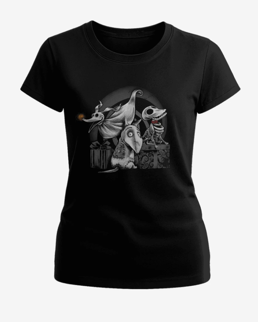 Polera de Mujer Negro de Perros Creepys